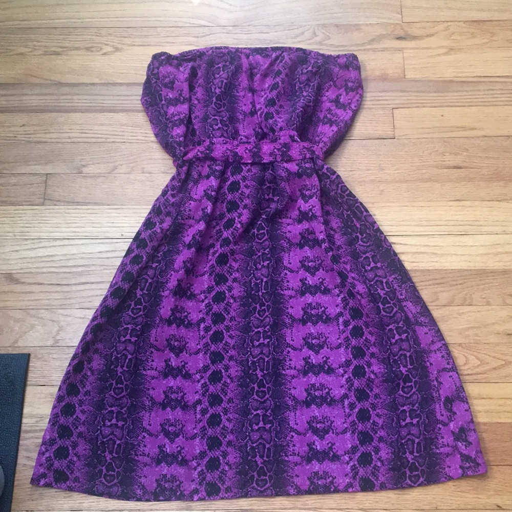 Nwot Purple & Black Python Print Strapless Dress - image 2